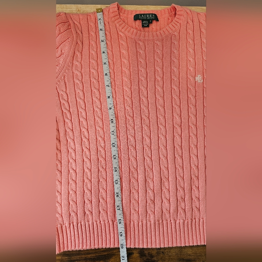 Lauren Ralph Lauren Women's Light Pink Knit Y2K Sweater Size--M - Picture 11 of 12